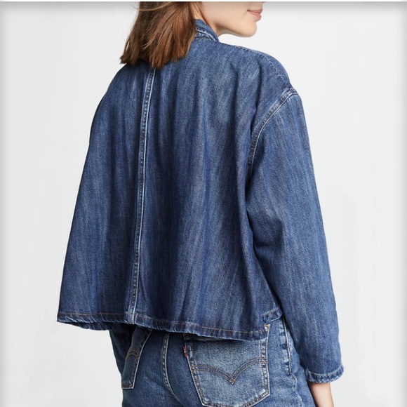 Levis Rare Cropped Denim Bottom Flare Jacket Size S - Picture 9 of 16